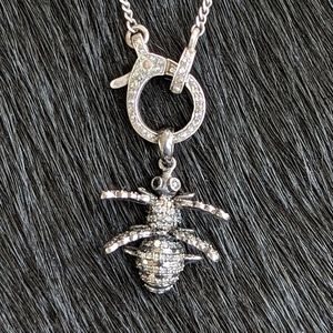 Pave Diamond and Sterling Bee Pendant